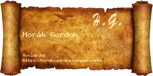 Horák Gordon névjegykártya